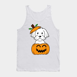 Funny white dog is in a pumpkin Tank Top